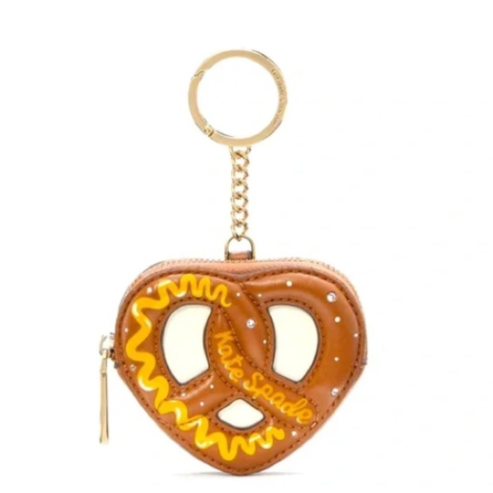 Kate Spade Brown Pretzel Coin Purse Keychain